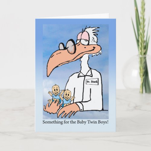 Congratulations on Twin Boys Dr Stork Cartoon Card