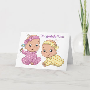 "CONGRATULATIONS ON TWIN DAUGHTERS BIRTH" CARD
