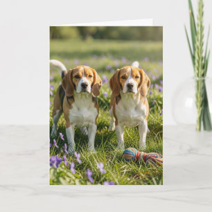 Congratulations on Two New Dogs! Welcome Beagles Card