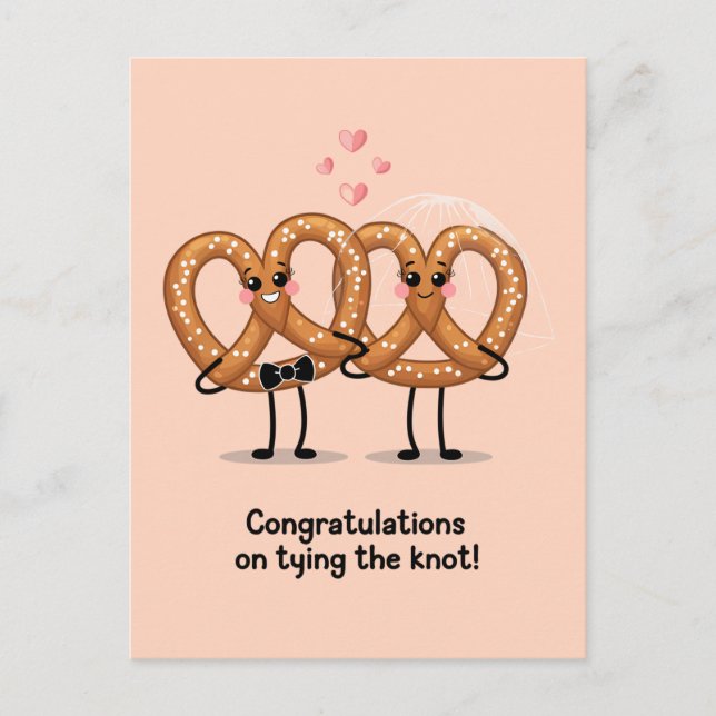 Congratulations On Tying The Knot Pretzel Funny Postcard (Front)