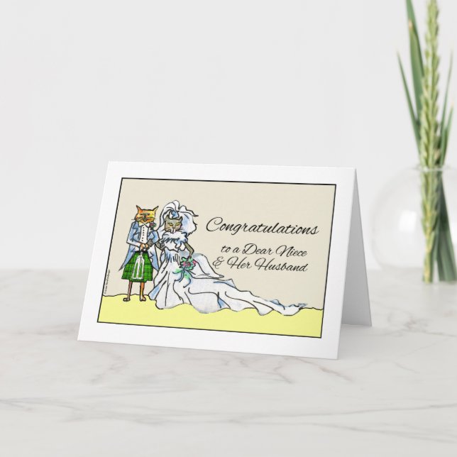 Congratulations on Wedding for Niece, Cat Couple Card (Front)