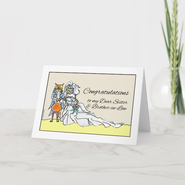 Congratulations on Wedding for Sister, Cats Card (Front)