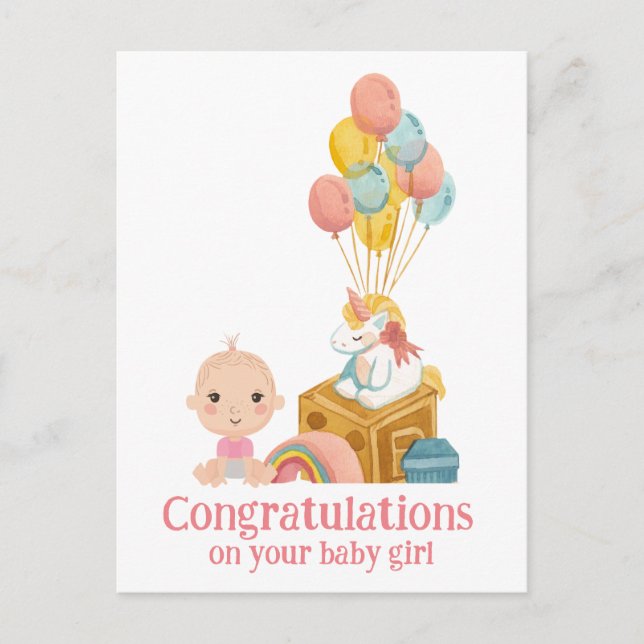 Congratulations on your baby girl card (Front)