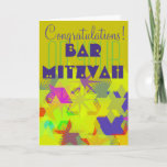 Congratulations on your Bar Mitzvah Card<br><div class="desc">Congratulations on your Bar Mitzvah Mazel Tov Star of David greeting card by DatesduJour. Customise it -  EDIT the background colour of this card to suit you!!!</div>