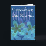 Congratulations on your Bar Mitzvah floral Card<br><div class="desc">Congratulations on your Bar Mitzvah Mazel Tov blue floral greeting card by DatesduJour. Customise it -  EDIT the background color of this card to suit you!!!</div>
