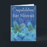 Congratulations on your Bar Mitzvah floral Card<br><div class="desc">Congratulations on your Bar Mitzvah Mazel Tov blue floral greeting card by DatesduJour. Customise it -  EDIT the background color of this card to suit you!!!</div>