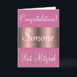 Congratulations on your Bat Mitzvah Card<br><div class="desc">Congratulations on your Bat Mitzvah Mazel Tov pink greeting card by DatesduJour.</div>