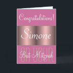 Congratulations on your Bat Mitzvah Card<br><div class="desc">Congratulations on your Bat Mitzvah Mazel Tov pink greeting card by DatesduJour.</div>