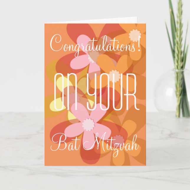 Congratulations on your Bat Mitzvah floral Card (Front)