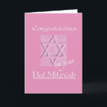 Congratulations on your Bat Mitzvah!-Pink Card<br><div class="desc">Cute and pink... this Bat Mitzvah congratulations card is perfect for any young girl who's about to embark on this very important chapter of her life! Inside verse of course can be altered or deleted if you wish.</div>