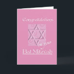 Congratulations on your Bat Mitzvah!-Pink Card<br><div class="desc">Cute and pink... this Bat Mitzvah congratulations card is perfect for any young girl who's about to embark on this very important chapter of her life! Inside verse of course can be altered or deleted if you wish.</div>