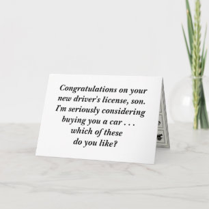 Congratulations on your driver's license! card