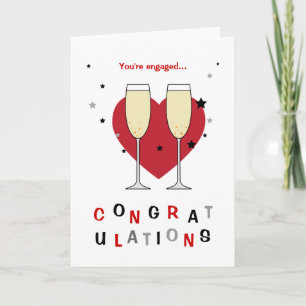 Congratulations on your engagement toast glasses card