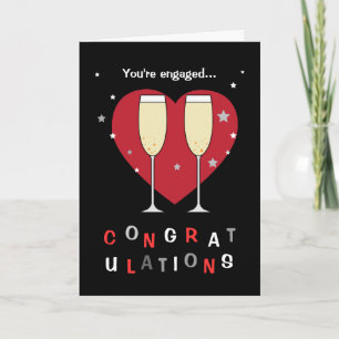 Congratulations on your engagement toast glasses card