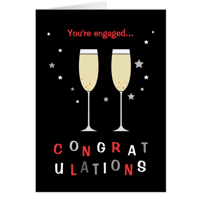 Congratulations on your engagement toast glasses cards