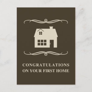 congratulations on your first home : mod home postcard