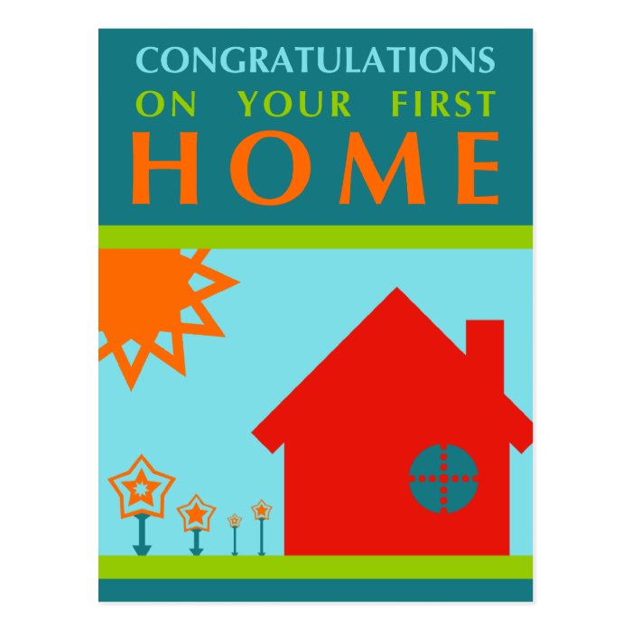 congratulations on your first home  pop shapes postcard