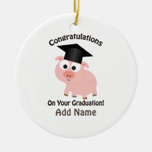Congratulations on Your Graduation! Pig Ceramic Ornament
