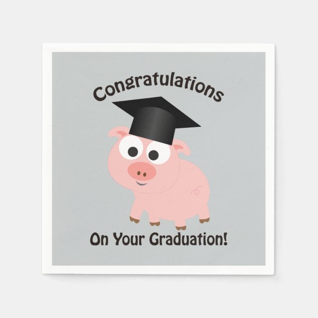 Congratulations on Your Graduation! Pig Paper Napkins (Front)