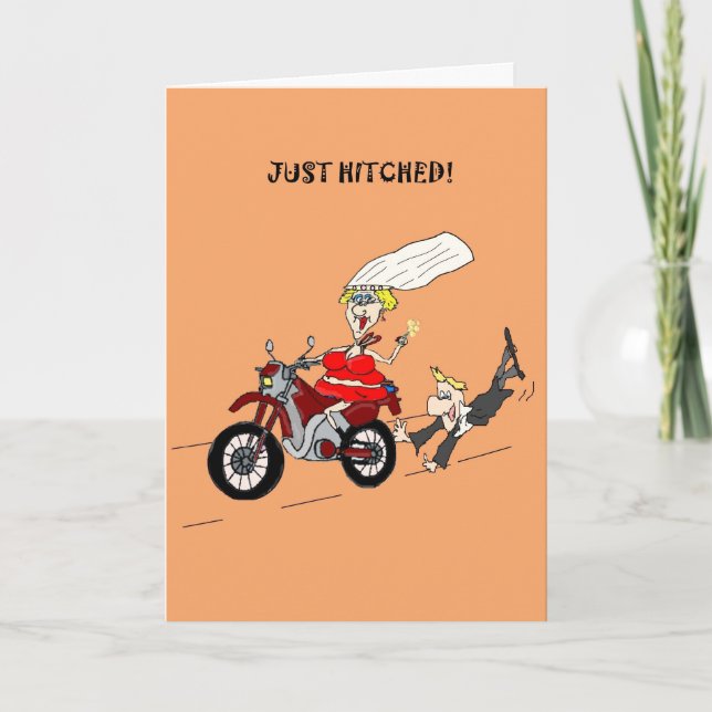CONGRATULATIONS ON YOUR MARRAIGE FUNNY GROOM BIKER CARD (Front)