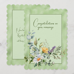 Congratulations on your marriage floral bouquet   note card