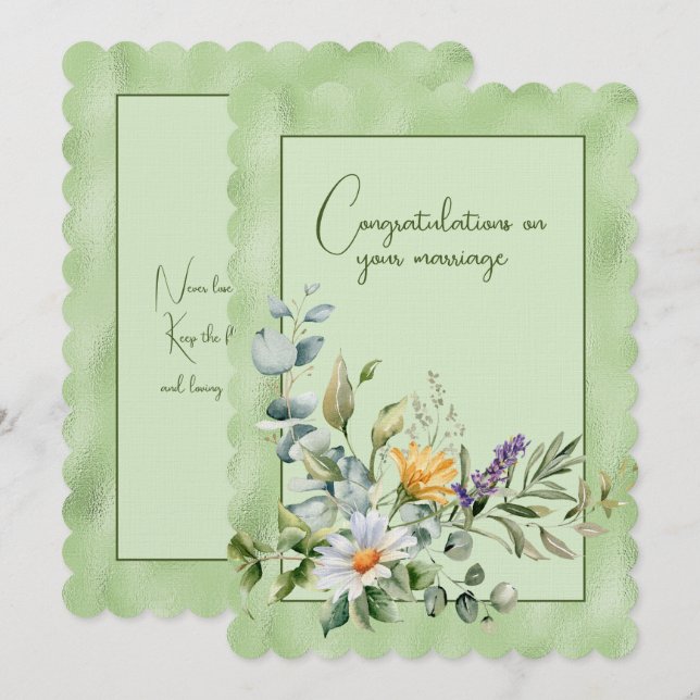 Congratulations on your marriage floral bouquet   note card (Front/Back)