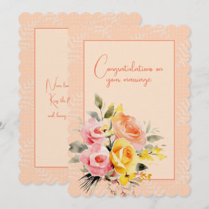 Congratulations on your marriage floral bouquet   note card
