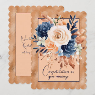 Congratulations on your marriage floral bouquet   note card