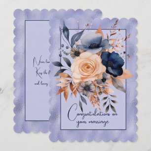 Congratulations on your marriage floral bouquet   note card