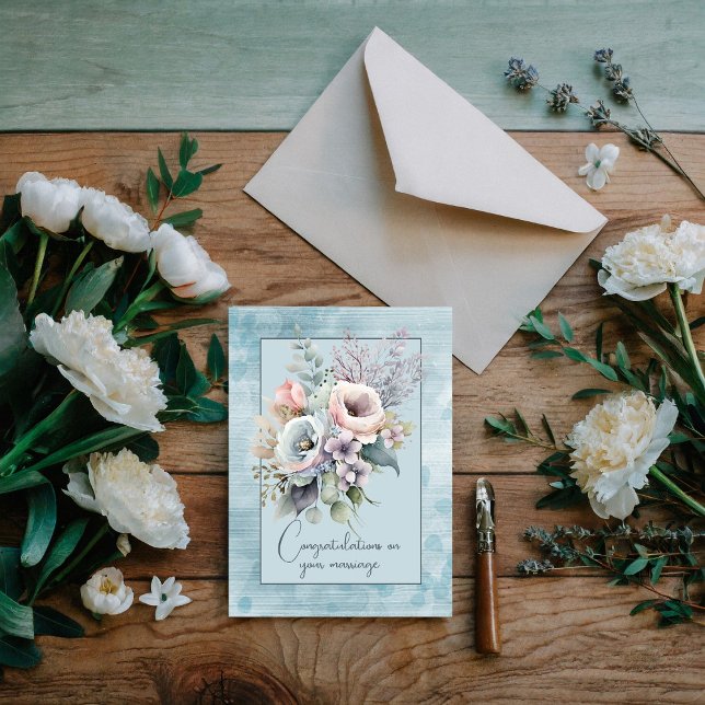 Congratulations on your marriage floral bouquet   note card (Creator Uploaded)