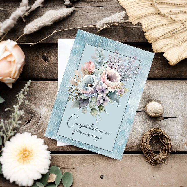 Congratulations on your marriage floral bouquet   note card (Creator Uploaded)