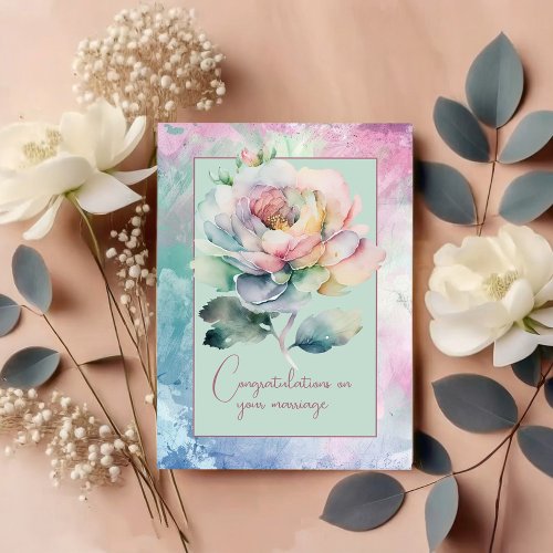 Congratulations on your marriage floral bouquet   note card