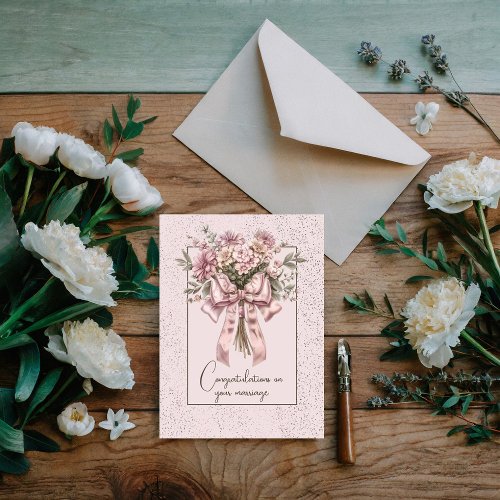 Congratulations on your marriage floral bouquet  note card