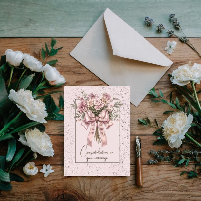 Congratulations on your marriage floral bouquet  note card (Creator Uploaded)