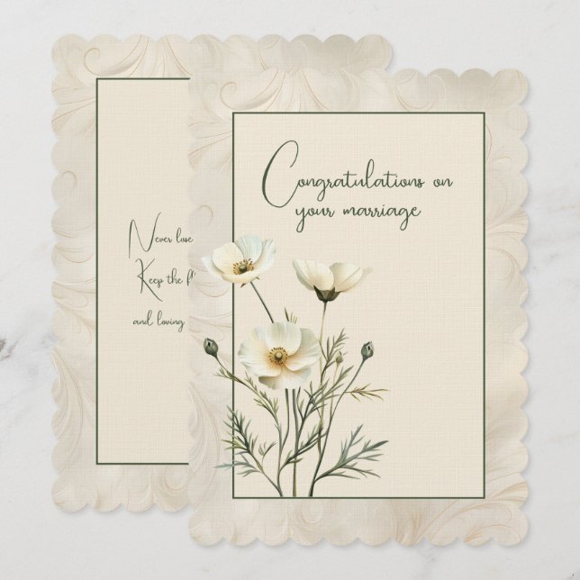 Congratulations on your marriage floral bouquet   note card (Front/Back)