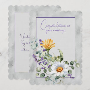 Congratulations on your marriage floral bouquet   note card