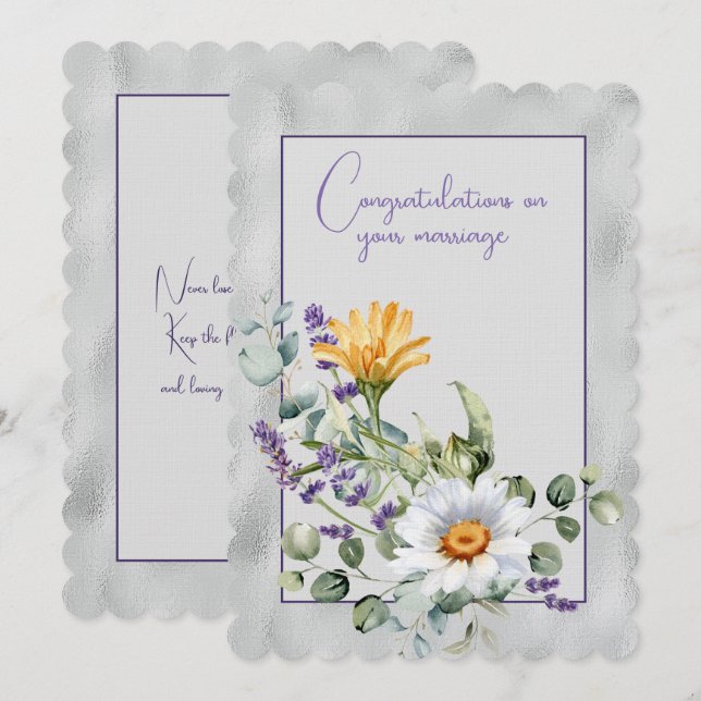 Congratulations on your marriage floral bouquet   note card (Front/Back)