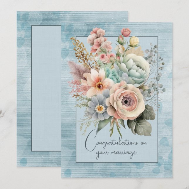 Congratulations on your marriage floral bouquet   note card (Front/Back)