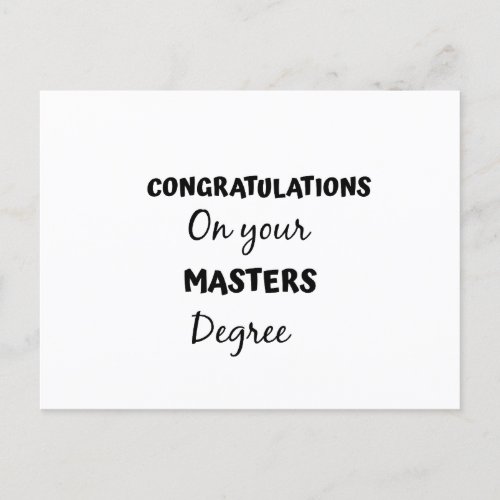 congratulations on your masters degree postcard