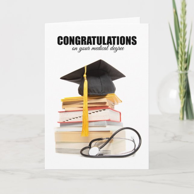 Congratulations on Your Medical Degree Grad Cap on Holiday Card (Front)