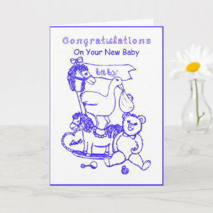 Congratulations On Your New Baby Blue Nursery Toys Card