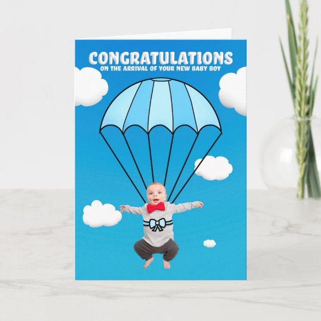Congratulations on Your New Baby Boy Holiday Card (Front)