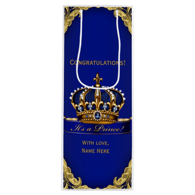 Congratulations on Your New Baby Boy Prince Wine Gift Bag (Front)
