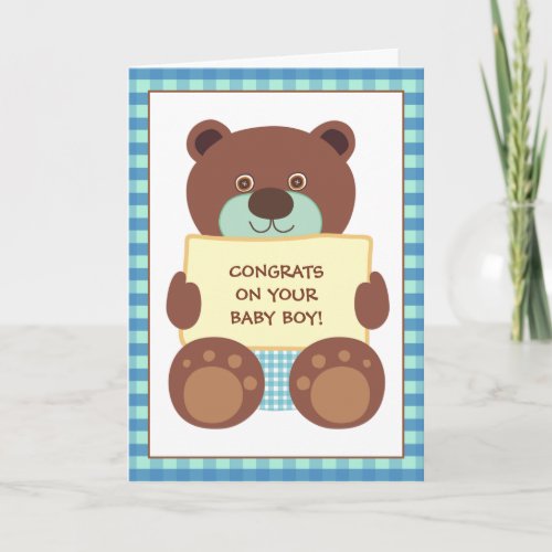 Congratulations on Your New Baby Brown Teddy Bear Card