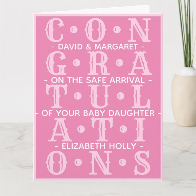 Congratulations on Your New Baby Daughter Card (Front)
