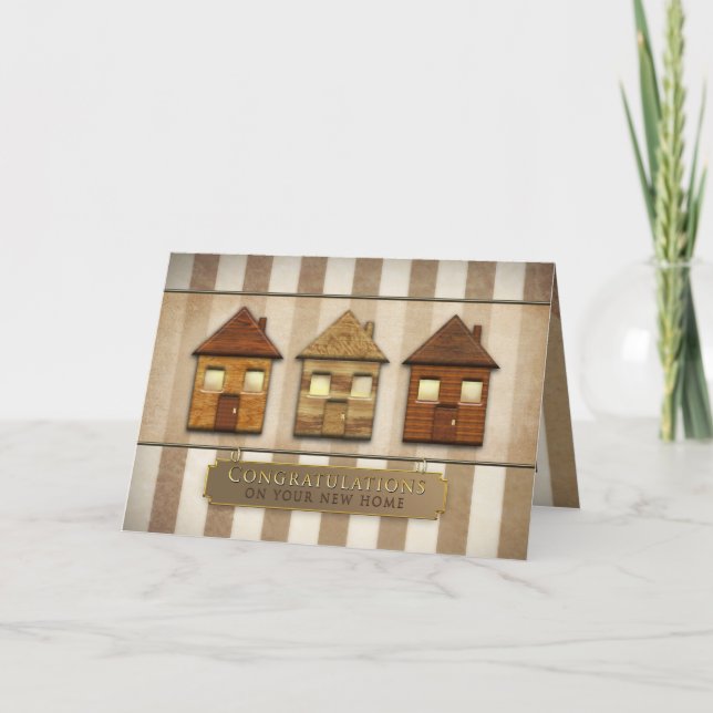 Congratulations on your New Home - Brown/Houses Card (Front)