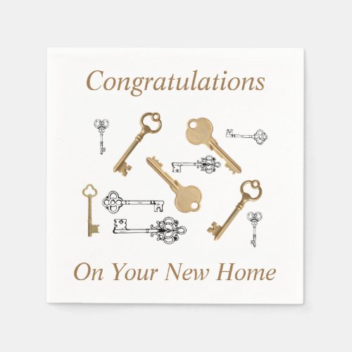 Congratulations on Your New Home KEYS Napkins