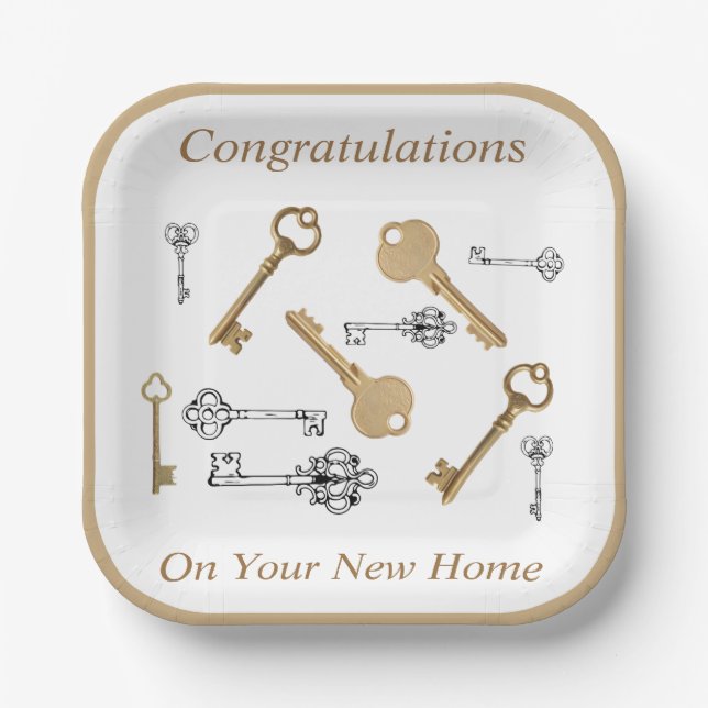 Congratulations on Your New Home KEYS Paper Plates (Front)