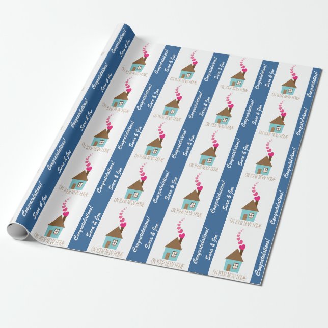 Congratulations On Your New Home Personalized Wrapping Paper (Unrolled)