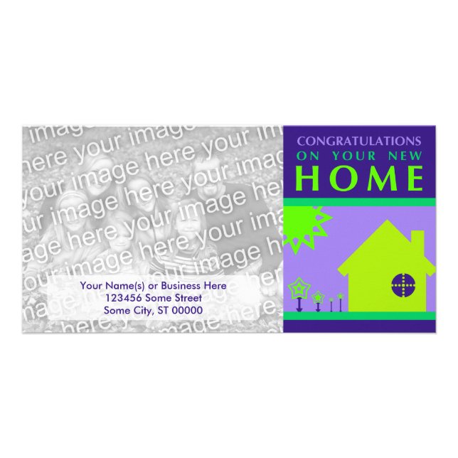 congratulations on your new home (purple shapes) card (Front)